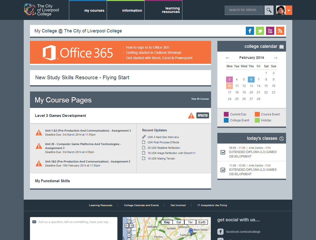 The Moodle My Courses page