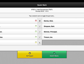 Register marking using a tablet